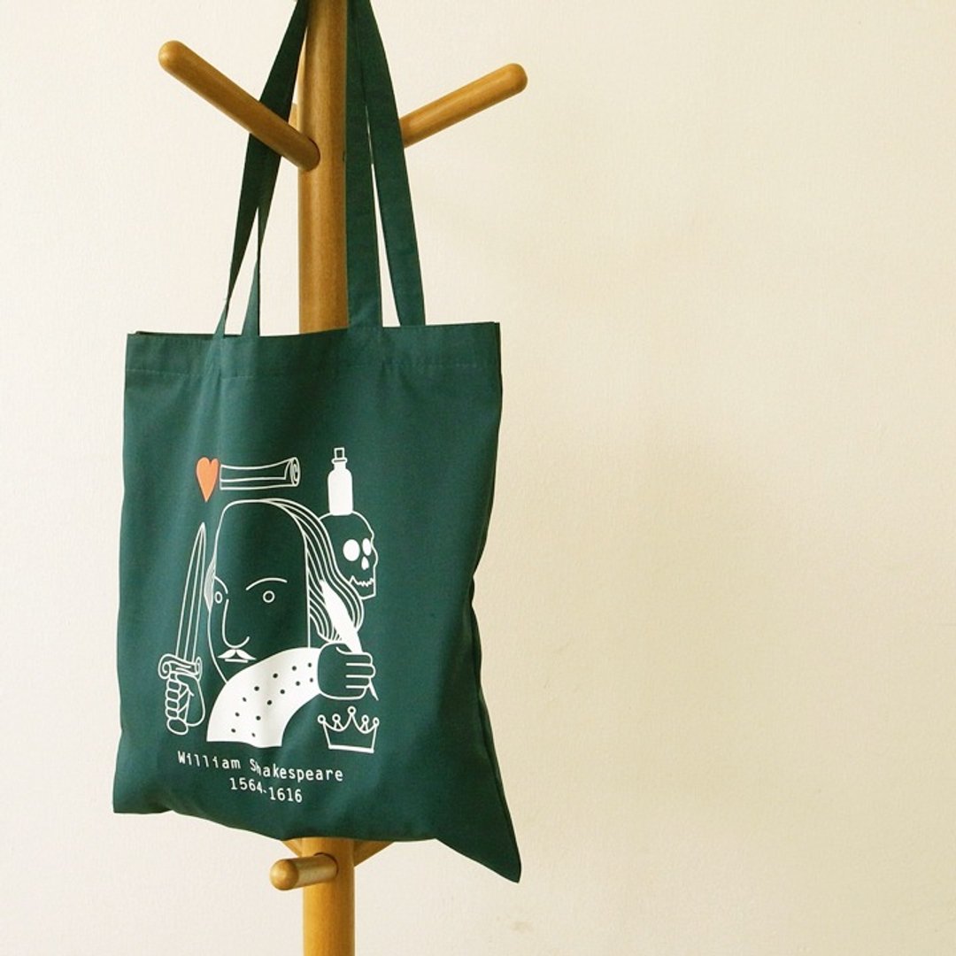 Shakespeare Tote (Green) - 侧背包/斜挎包 - 棉 咖啡色