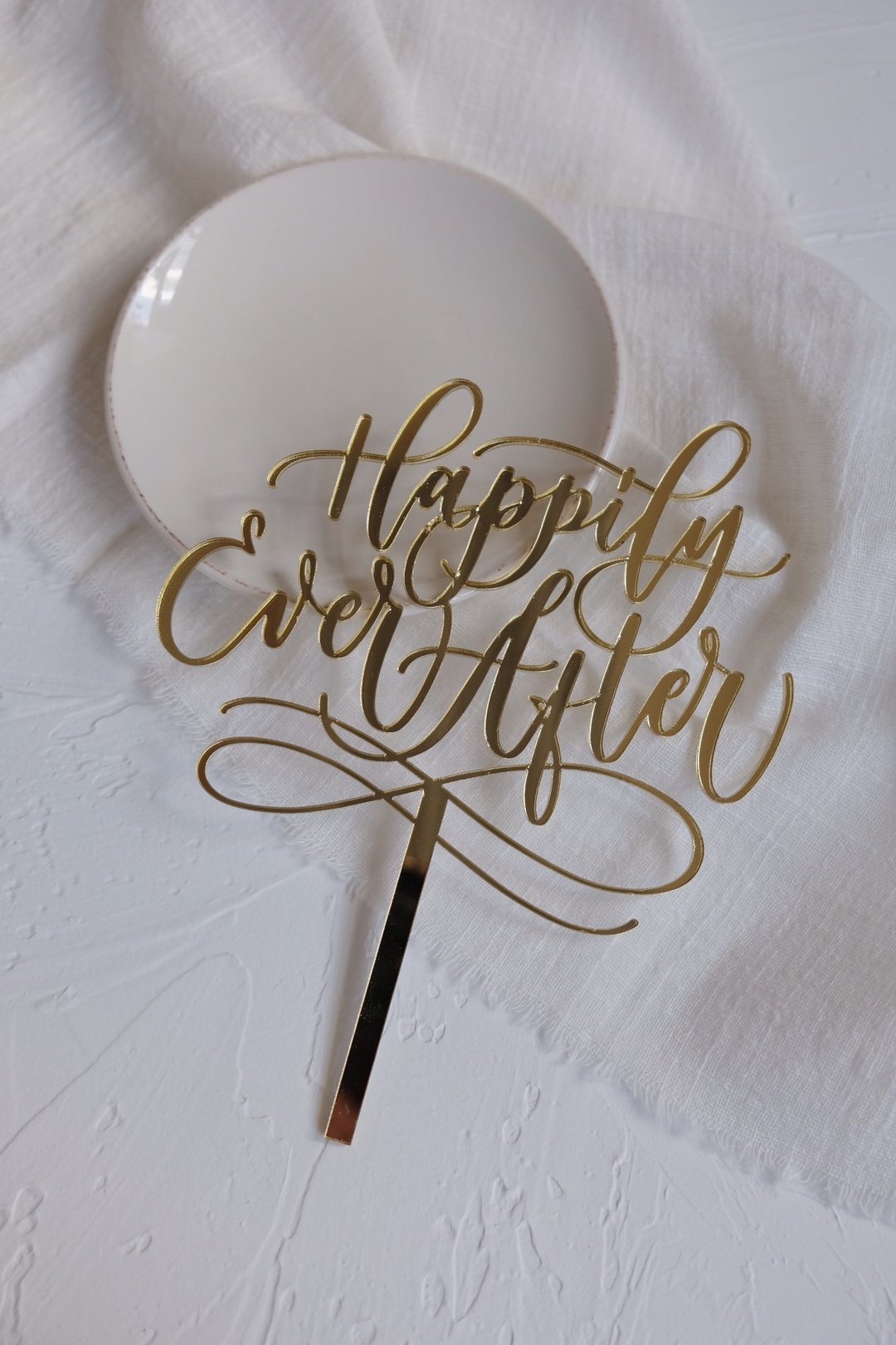 西洋书法 Happily Ever After 婚礼 结婚蛋糕插牌 - 其他 - 压克力 金色