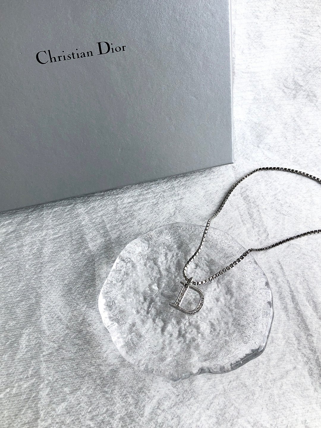 【 日本直送 名牌中古包 】Christian Dior 迪奥 项链 银色 D Logo 莱茵石 vintage 2bv52f - 项链 - 其他材质 银色