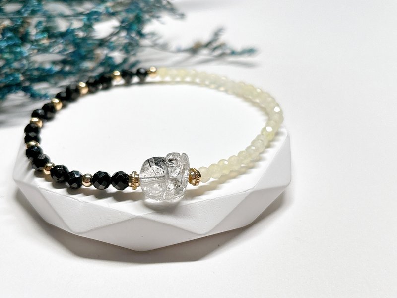 光守系列 l 黑发晶貔貅。黑碧玺钻切珠 + 柠檬黄水晶。手环 - 手链/手环 - 水晶 黑色