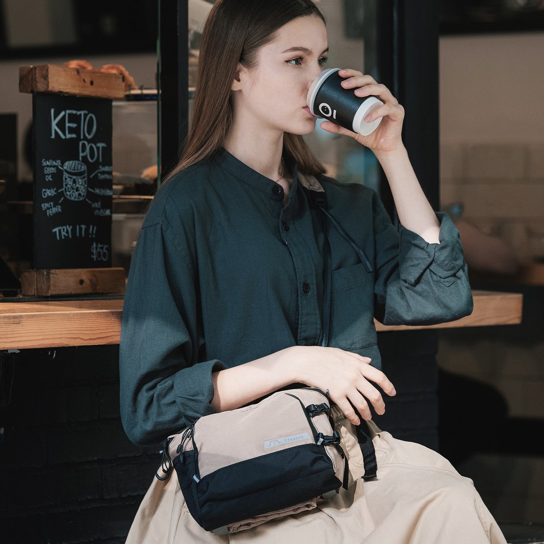 ZETA-0 (KHAKI) Everyday carry Bag - 侧背包/斜挎包 - 聚酯纤维 卡其色