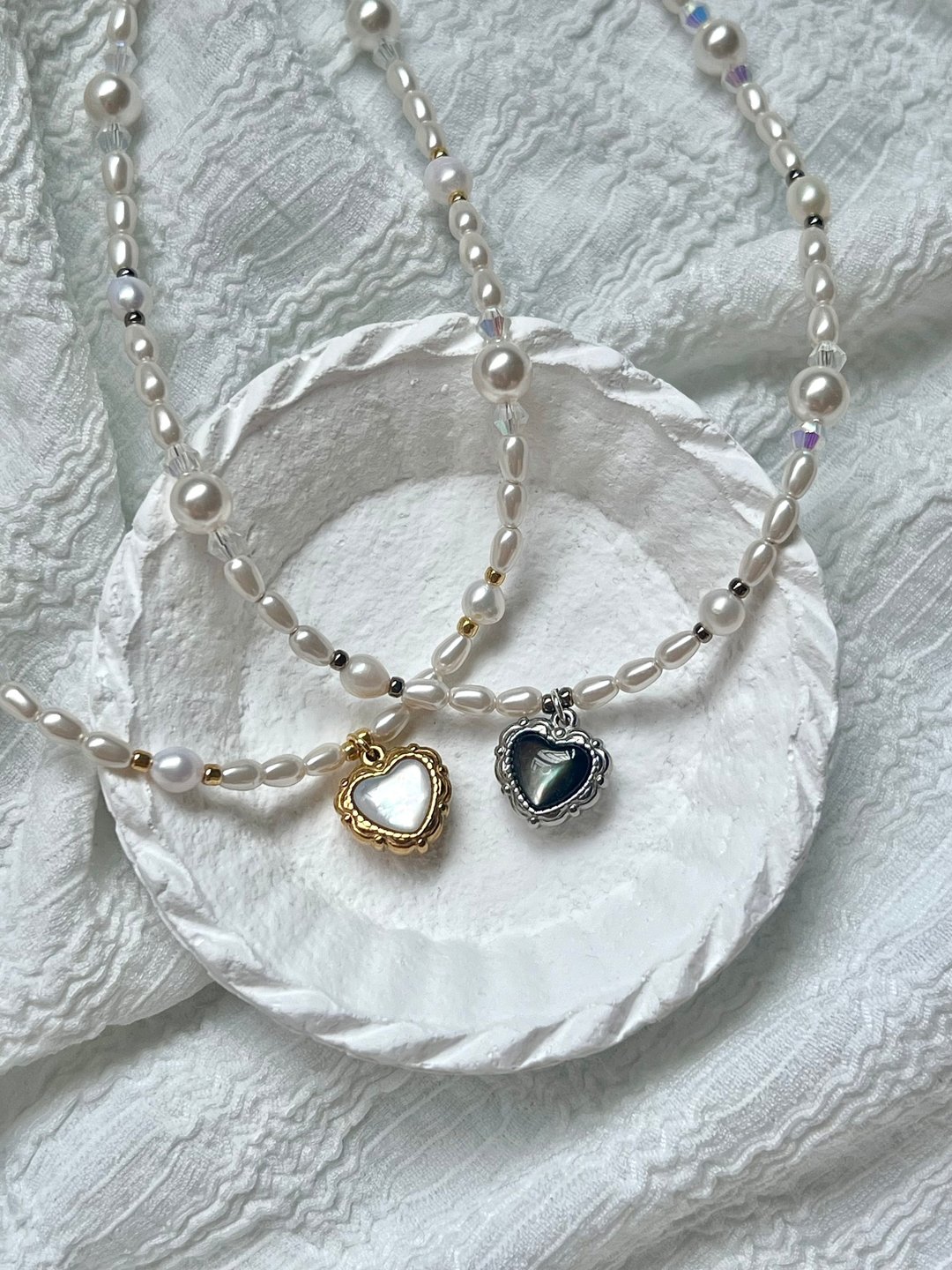 Pearly Heart Necklace丨珍珠爱心颈链 (两色) - 项链 - 珍珠 
