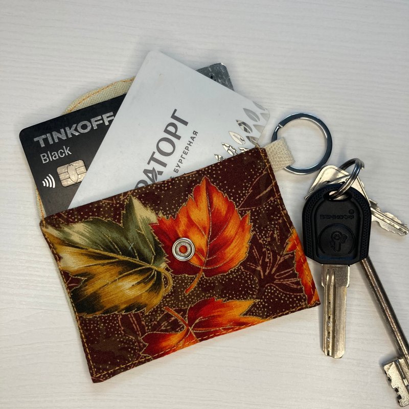 附按钮卡夹 9 厘米 x 6.5 厘米 - 名片夹/名片盒 - 棉．麻 橘色