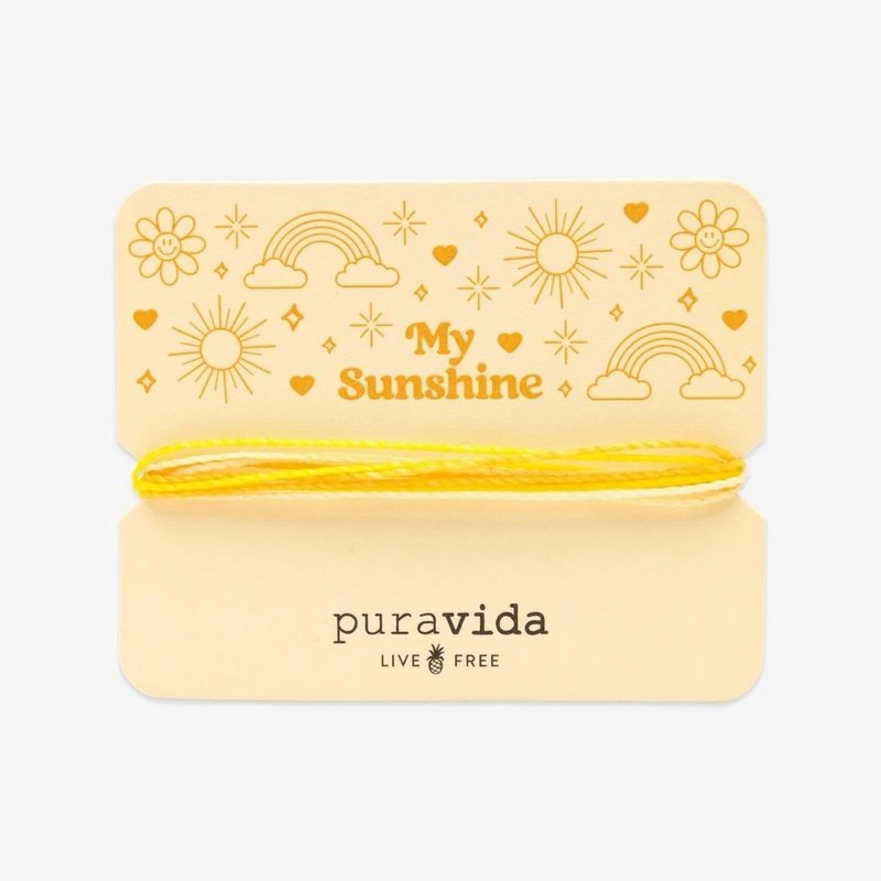 Pura Vida 美国手工 GIFTING系列 MY SUNSHINE 心中的太阳手链卡 - 手链/手环 - 防水材质 黄色