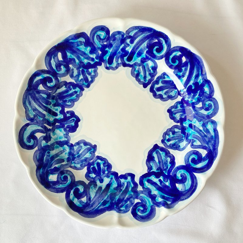 圆盘26cm 蓝色系列 Majolica 意大利陶器 - 盘子/餐盘/盘架 - 陶 蓝色
