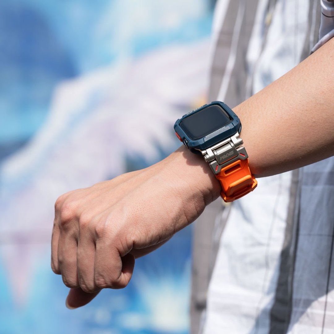 Apple Watch 44/45/46/49mm 共用款 Titon Ultra 不锈钢表带 橘 - 表带 - 其他材质 橘色