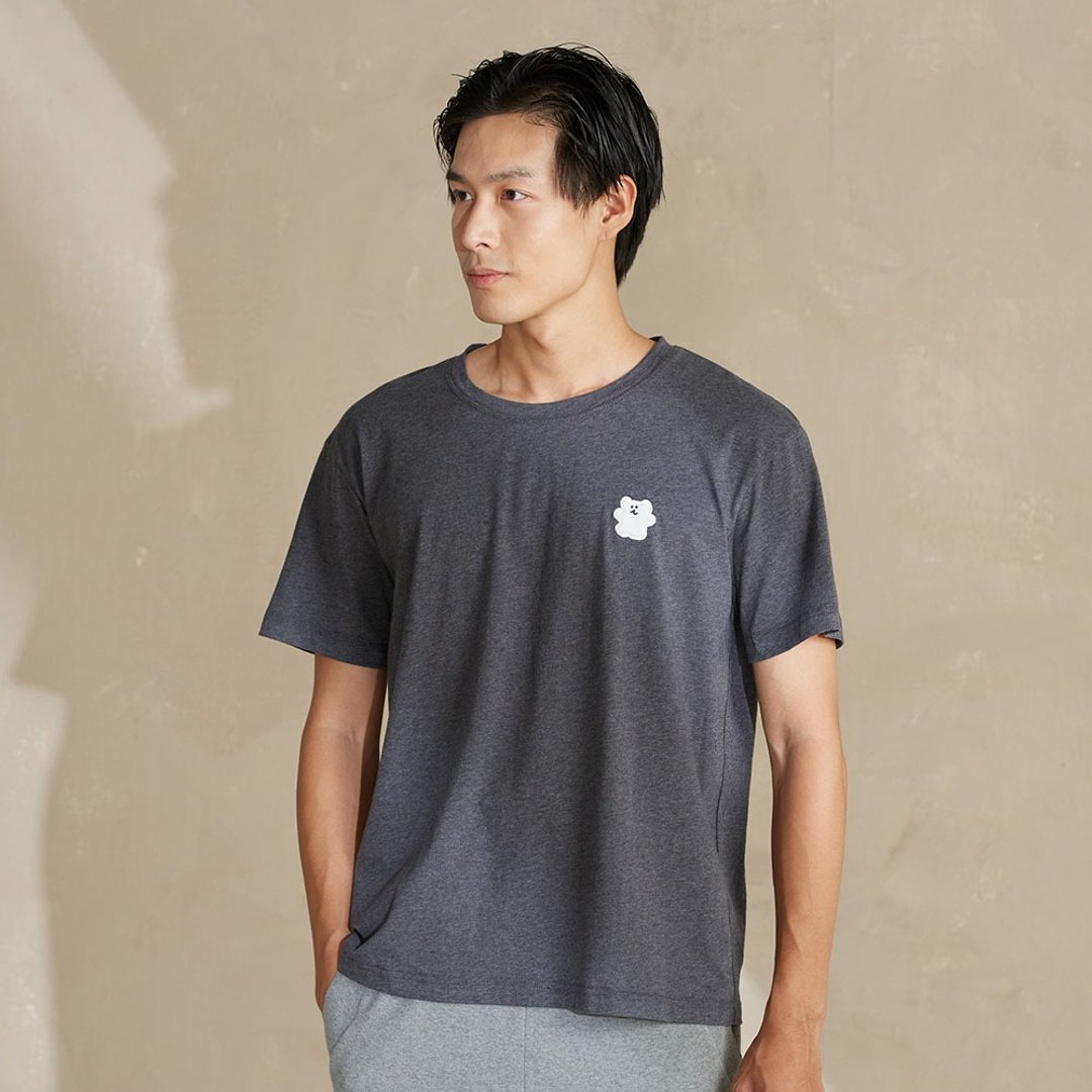 DINOTAENG | BOBO圆领短袖上衣-男 ( M / L ) - 男装上衣/T 恤 - 棉．麻 灰色