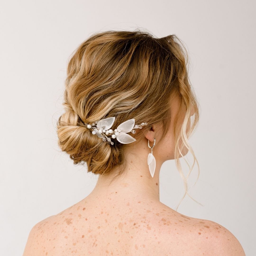 Bridal Hair Vine, Flower Hair Vine, Wedding Hairpiece, Pearl Crystal Hair Vine - 发饰 - 玻璃 白色