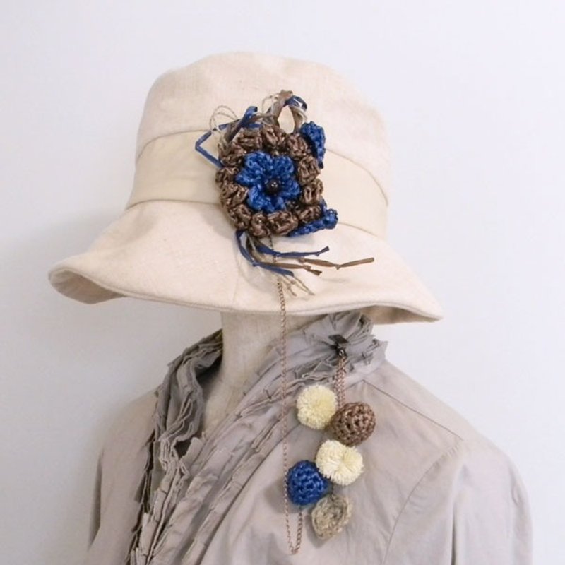 Hat on so that it is not blown away by the wind. Such a corsage and a hat clip-integrated hat accessories [PL1235-Blue] - 其他 - 聚酯纤维 