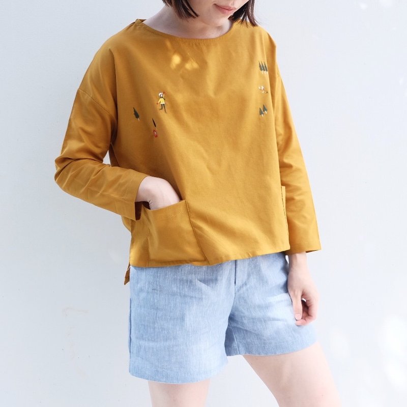 Tony's camping Blouse : Butterscotch Color - 女装短裤 - 绣线 黄色