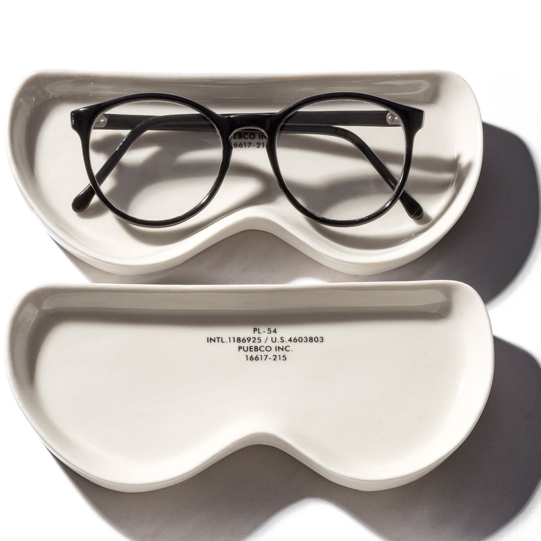 GLASSES TRAY Round 眼镜造型陶瓷置物盘-圆 - 眼镜盒/眼镜布 - 陶 白色