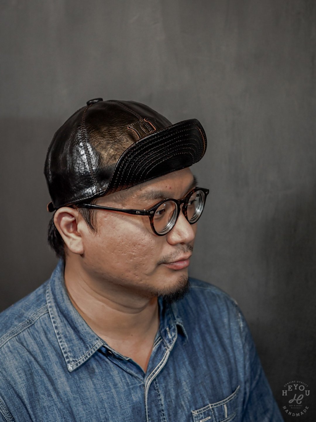Veg-Tanned Leather Mechanics Cap 皮革工作便帽 - 帽子 - 真皮 黑色