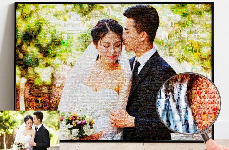Photomosaic - 婚礼打印婚礼拼贴艺术打印个性化婚礼照片 - 海报/装饰画/版画 - 其他材质 