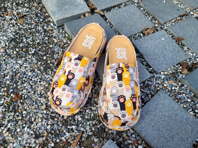 穆勒系列-喵喵掌 - 女款休闲鞋 - 棉．麻 粉红色