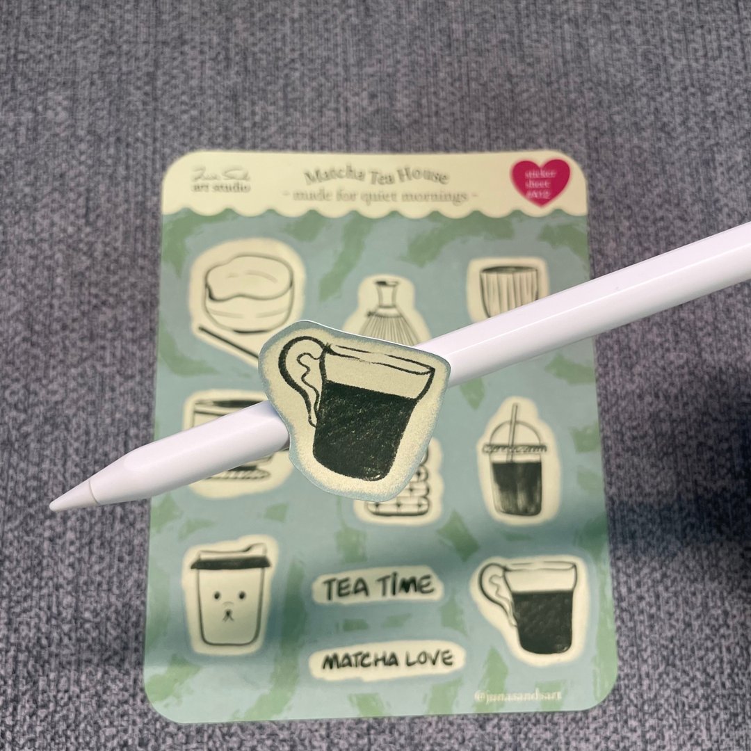 抹茶慢生活雾面贴纸组(2入)-手帐 贴纸 插画 原创 送礼 - 贴纸 - 纸 绿色