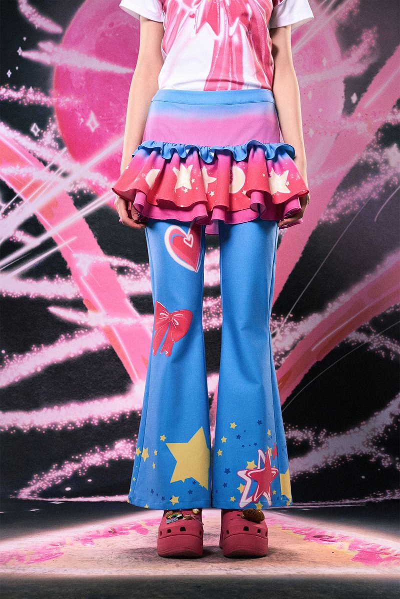 Monsssstar显形 原创设计师品牌美少女魔法少女风半身裙裤可爱 - 女装长裤 - 聚酯纤维 蓝色