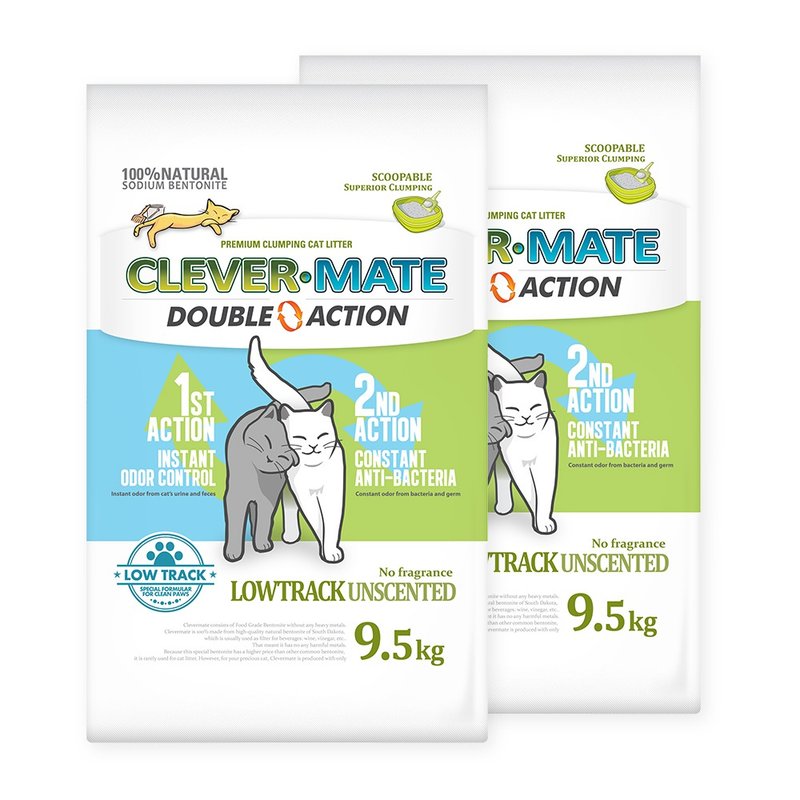 CLEVER MATE聪明猫砂-双倍除臭 天然无味9.5公斤/包 (2包/箱) - 猫砂/猫砂垫 - 其他材质 绿色