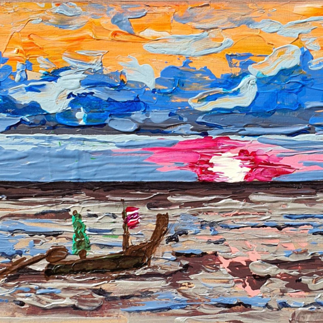 海景画船日落原创艺术帆船旅行航海艺术品 - 海报/装饰画/版画 - 其他材质 多色