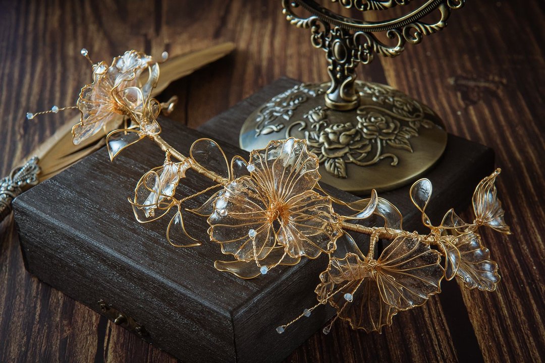 原创手工新娘饰品 swarovski 水晶海棠 水晶树脂花 - 发饰 - 水晶 