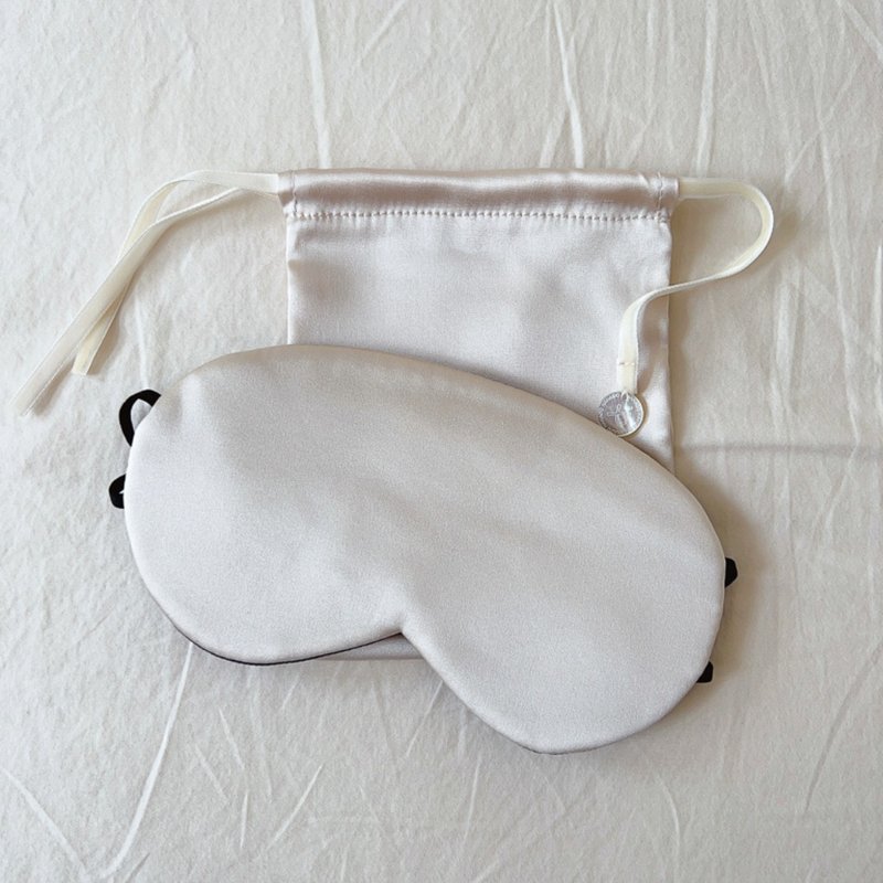 耳挂式蚕丝眼罩套组 | 米色 - 眼罩 - 丝．绢 卡其色