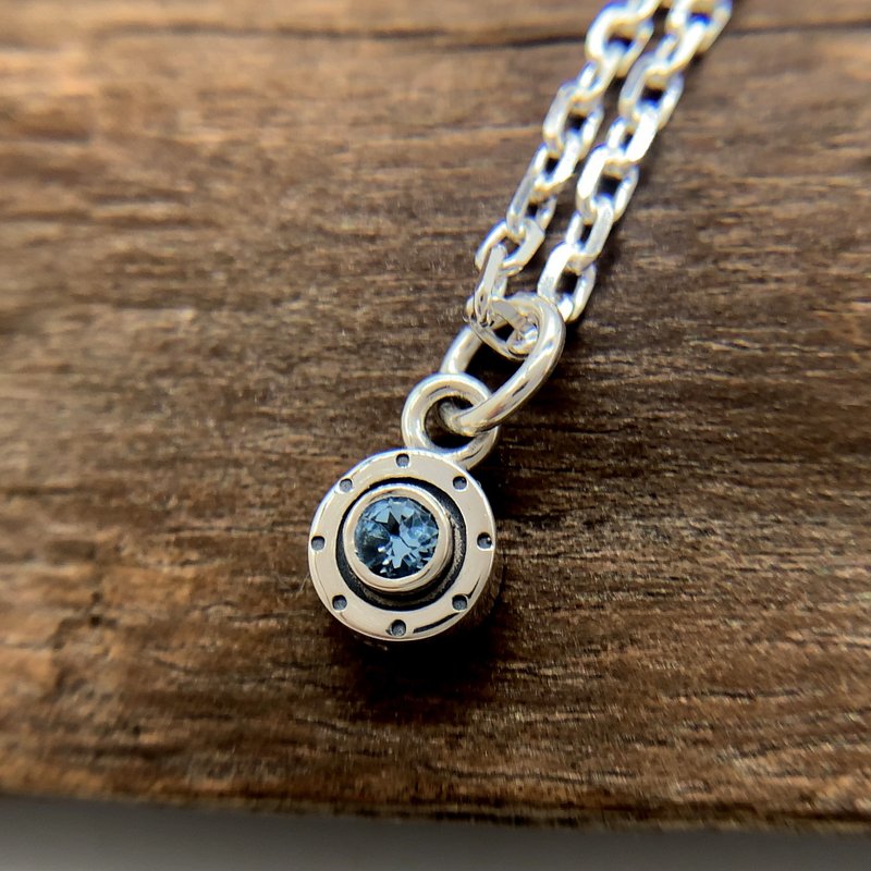 蓝色托帕石 银 925 项链 男仕 日本制造 fc270 - 项链 - 纯银 银色