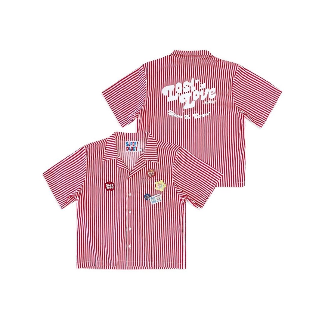 SUPERDADDY | Lost In Love Shirt 红白条纹衬衫 甜美可爱 - 男装衬衫 - 其他材质 