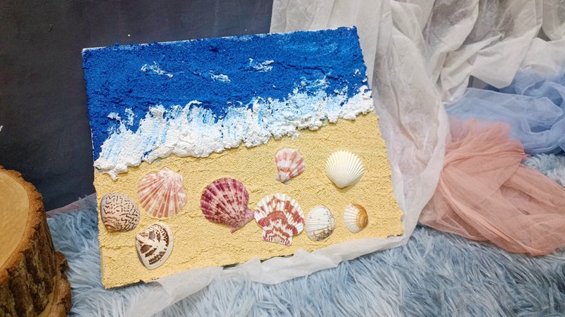 【体验】石英砂贝壳海 肌理画 - 插画/绘画/写字 - 棉．麻 