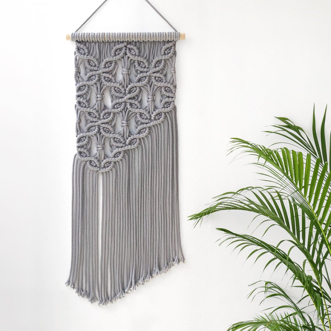 Macrame 窗花挂饰 (浅灰) / 小型壁挂 / 家饰 / 礼物 - 摆饰 - 棉．麻 