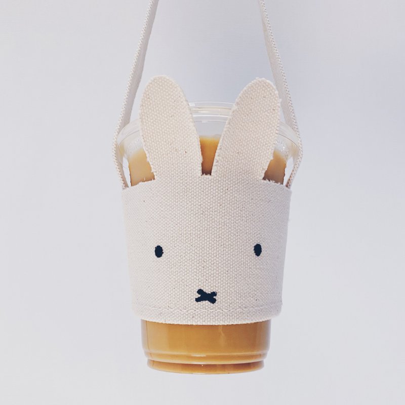 Pinkoi x miffy 米飞兔Miffy帆布杯套 - 随行杯提袋/水壶袋 - 棉．麻 