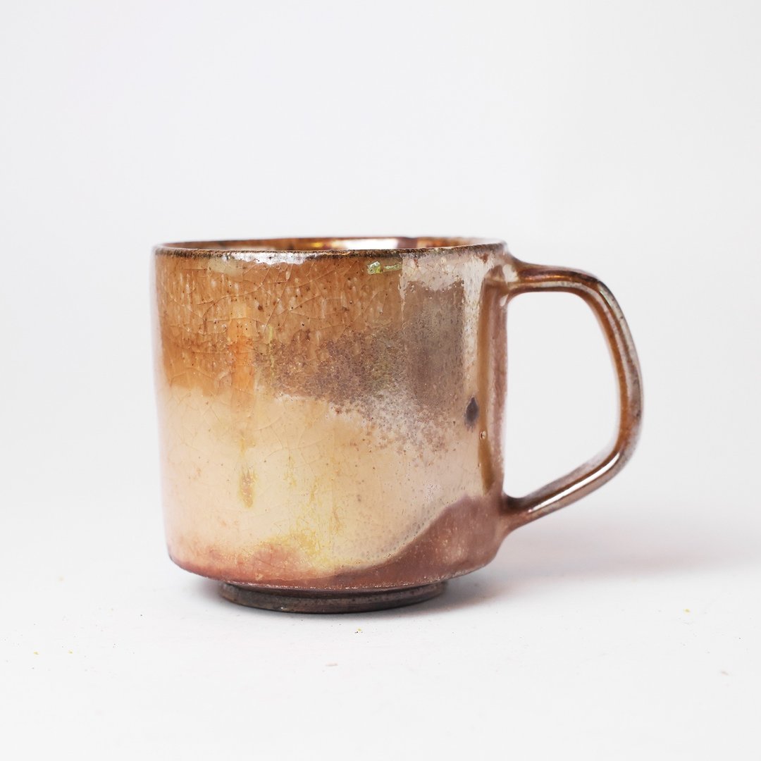 明芽窑 | 柴烧志野金彩铁斑把杯 咖啡杯 陶杯 杯子 马克杯 搜藏品 - 咖啡杯/马克杯 - 陶 