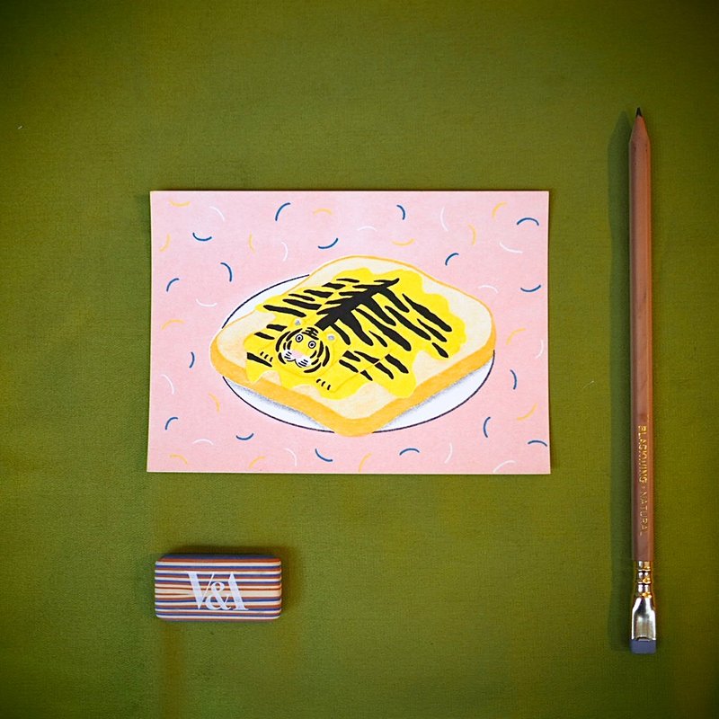 奶油老虎 孔版印刷明信片 - 卡片/明信片 - 纸 