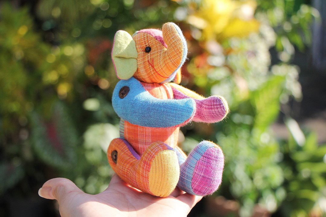 Stuffed elephant, Patchwork elephant, Handmade elephant, Child's room decoration - 玩具/玩偶 - 棉 