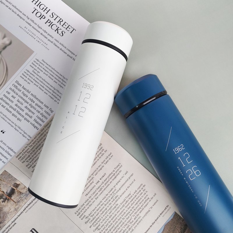 【定制化礼物】不锈钢保温瓶 / 订制 专属日期 字句 / 保温杯 - 保温瓶/保温杯 - 不锈钢 黑色