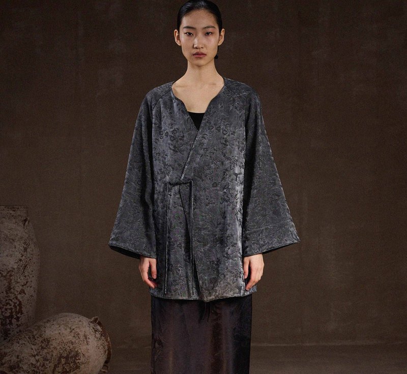 【提花工艺】新中式复古 盘扣上衣 - 女装上衣 - 其他材质 灰色