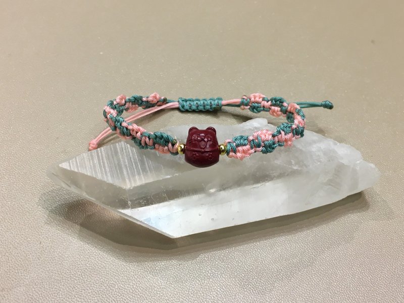 朱砂招财猫手绳 - 开运 招财 化煞 - 手链/手环 - 水晶 