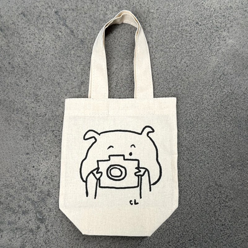 胖脸儿拍照 一杯袋 - 手提包/手提袋 - 棉．麻 白色