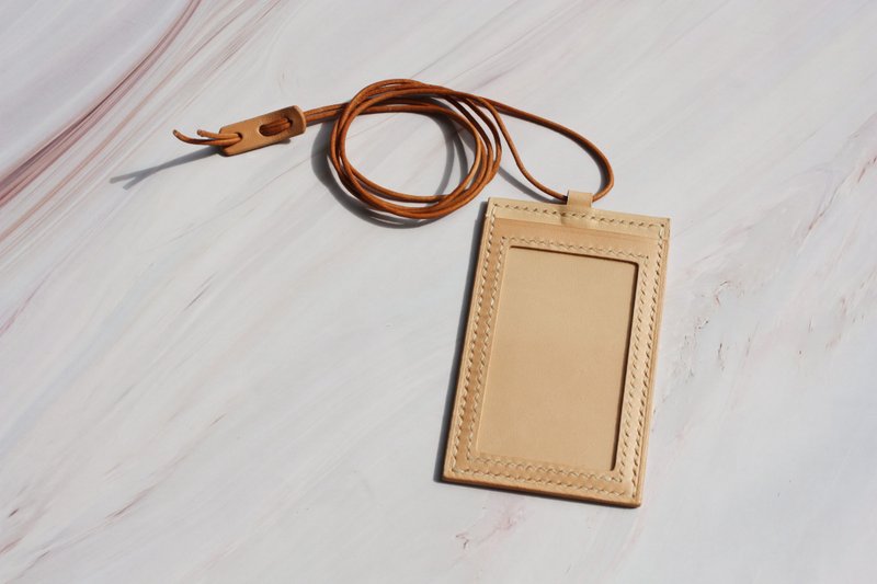 通勤通用男女日常手工定制牛皮工牌套便捷证件套牛皮绳舒适挂脖 - 证件套/卡套 - 真皮 