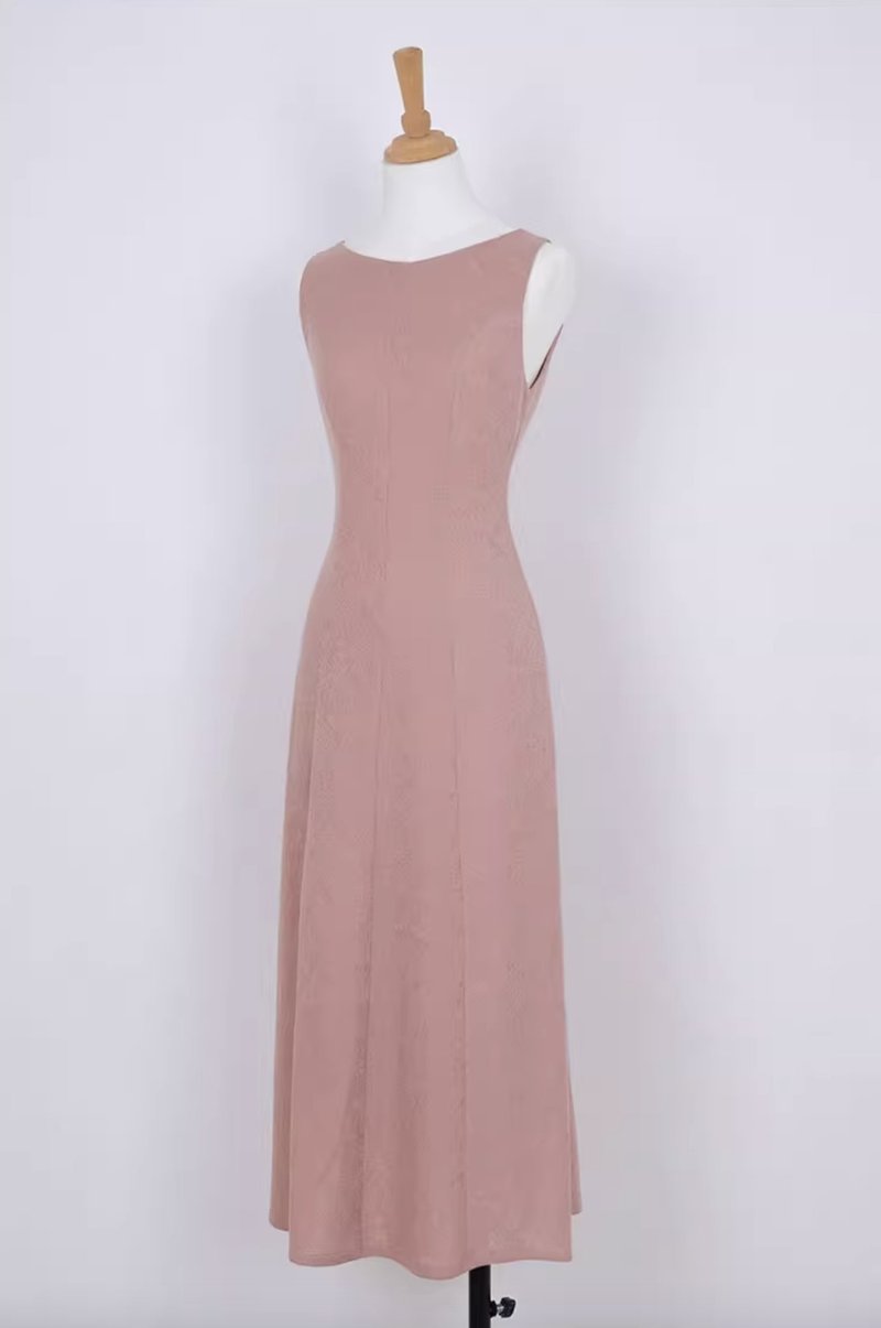 茜 极简大摆鱼尾旗袍连身裙 手工製 - 洋装/连衣裙 - 其他材质 粉红色