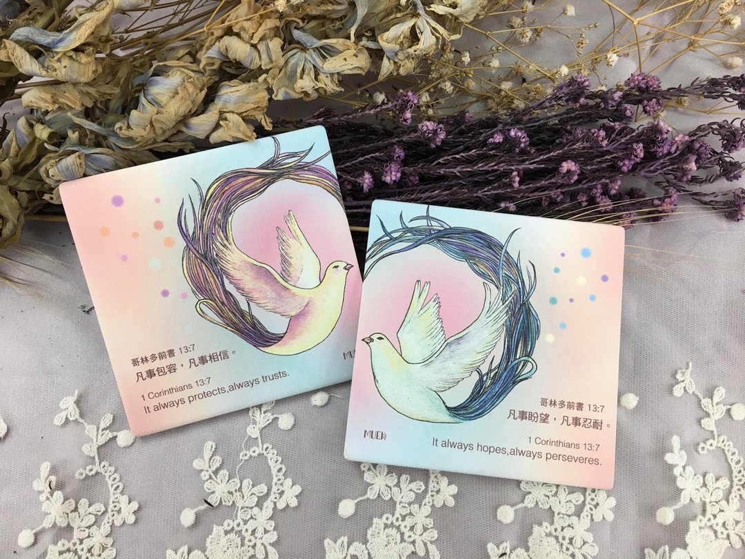 双鸽-方形陶瓷吸水杯垫 - 杯垫 - 陶 多色