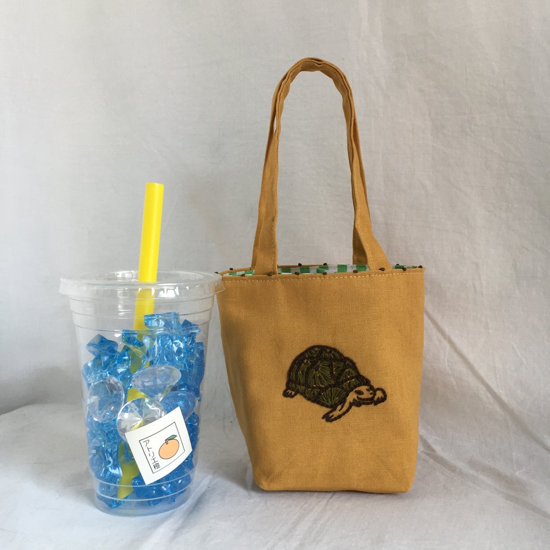 cafe bag star turtle - 手提包/手提袋 - 棉 黄色