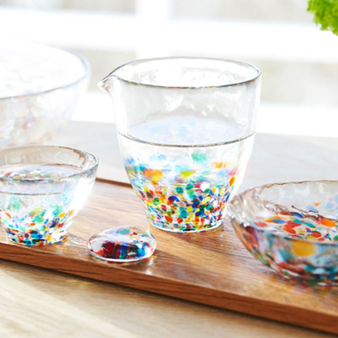 日本津轻 手作缤纷睡魔倒酒公杯 - 酒杯/酒器 - 玻璃 透明