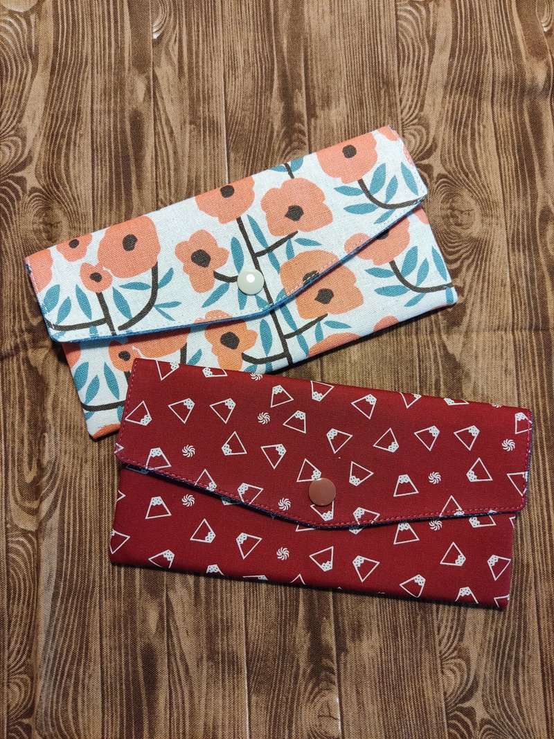 双层红包袋/存折袋/手机袋/钱包/红富士山/米茶花 - 皮夹/钱包 - 棉．麻 红色