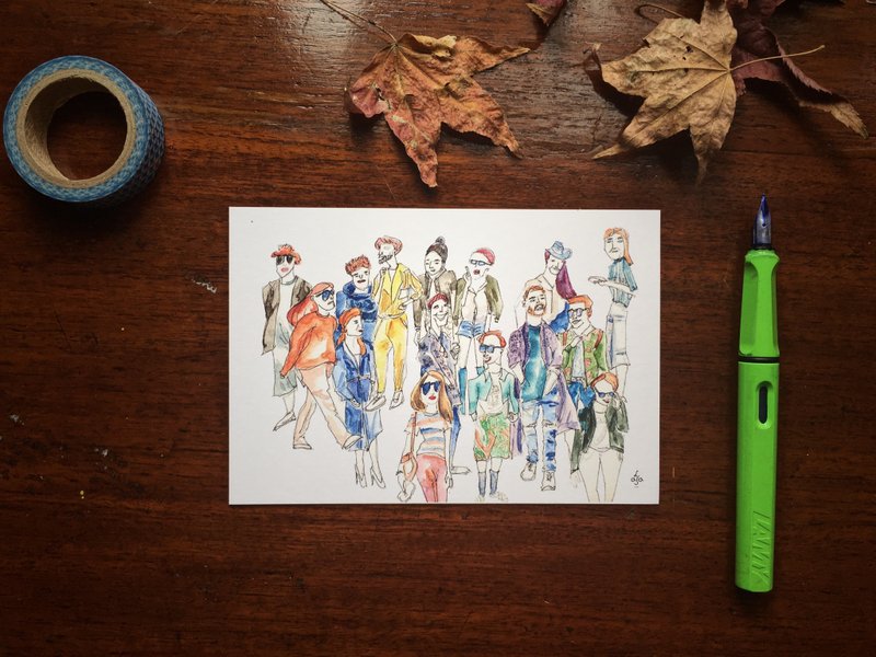 插画明信片-on the road - 卡片/明信片 - 纸 