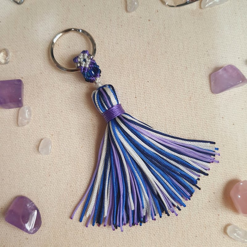 C011-手工编织串珠小流苏钥匙圈 - 钥匙链/钥匙包 - 尼龙 多色