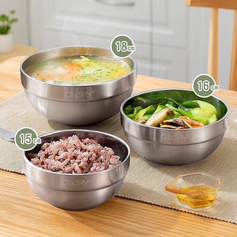 【OMORY】#304 食尚不锈钢双层隔热碗 - 碗 - 不锈钢 