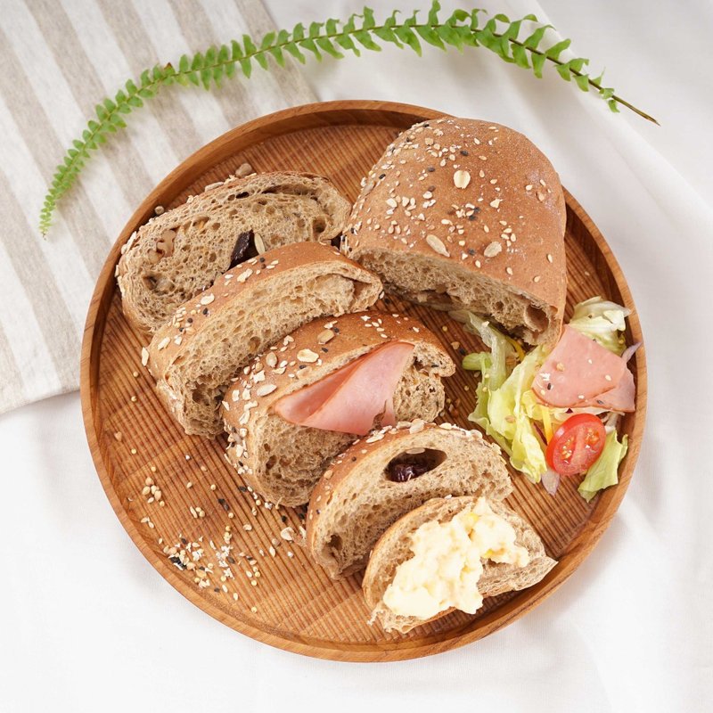 天然柚木圆型托盘/餐盘22cm-条纹款│不上漆原木制 露营野餐 - 盘子/餐盘/盘架 - 木头 咖啡色