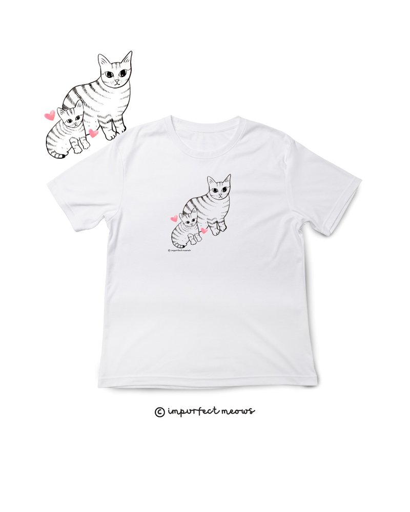 不完美猫咪 Impurfect Meows | 猫妈妈T-Shirt - 白 - 女装 T 恤 - 棉．麻 白色