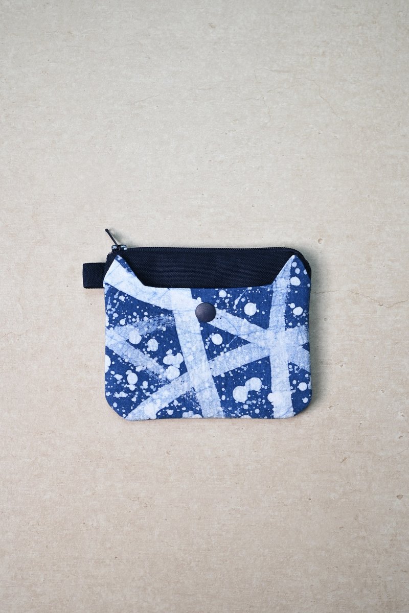 【记忆有限】蓝染拉链零钱包-猫 - 零钱包 - 棉．麻 蓝色