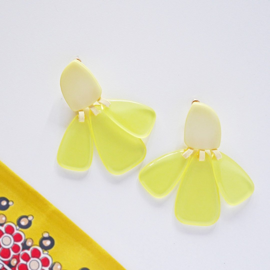 Pixie || Earrings || Yellow - 耳环/耳夹 - 压克力 黄色
