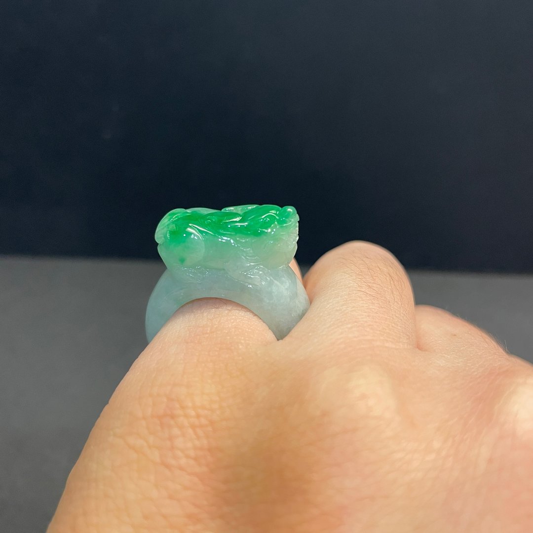 瀚玉珠宝 天然A货翡翠 正阳绿貔貅戒指 缅甸玉戒指 玉戒 招财避邪 - 其他 - 玉石 